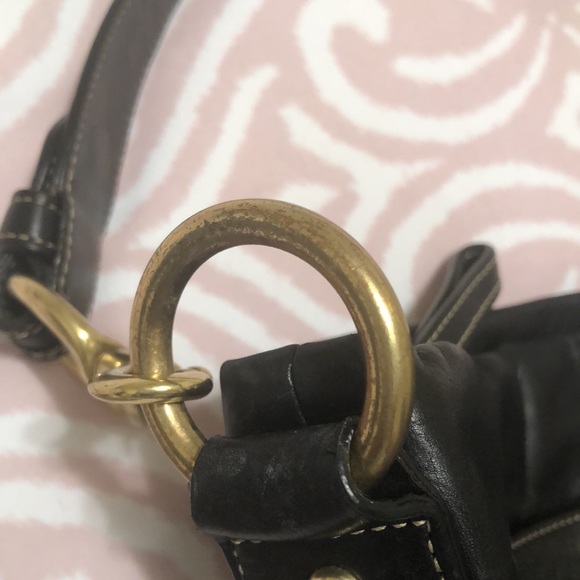 Coach Hampton Pleated Black Leather Hobo Bag - Picture 9 of 15